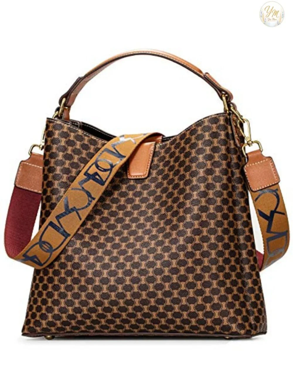 Vintage Faux Leather Satchel Handbag with Top Handle and Detachable Straps